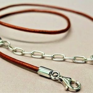 Pandora Sterling Silver 925 red leather cord necklace (31)